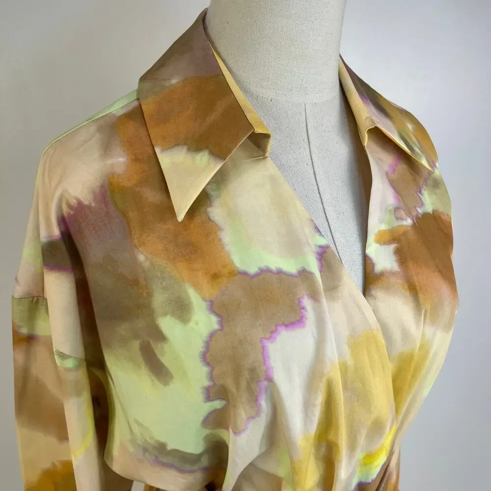 Exquise Brooklyn Dress Cotton Yellow Orange Pastels Watercolor Printed